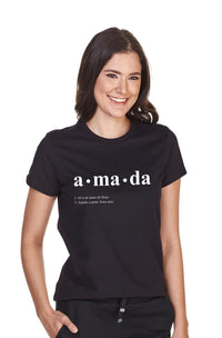 Camiseta Baby Look Amada Devocional Jovem Feminina