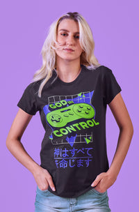 Camiseta Meu Metaverso Baby Look God In Control Feminina