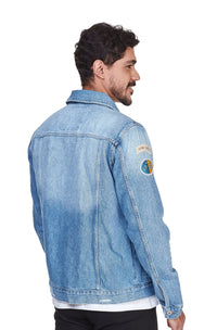 Jaqueta Jeans Com Patches e Pins Jovem Adventista Masculina