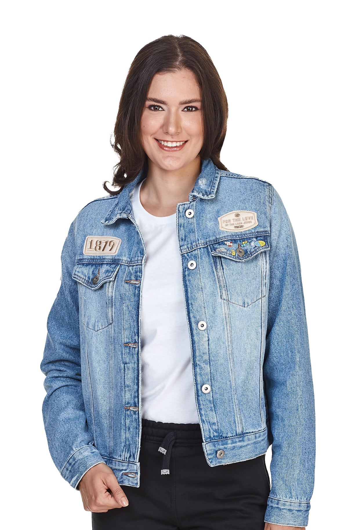 Jaqueta Jeans Com Patches e Pins Jovem Adventista Feminina